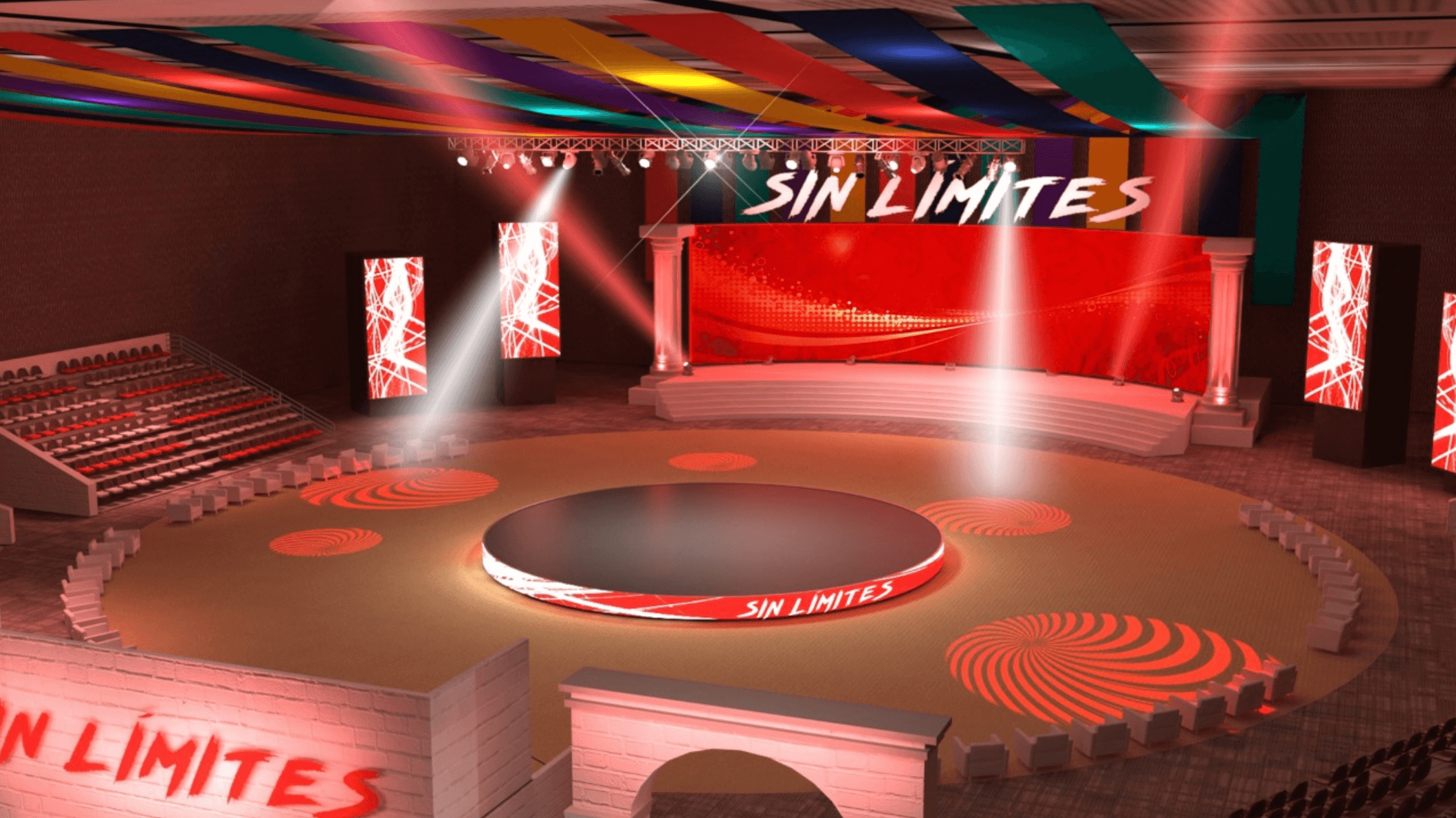 Render of the "Sin Límites" Marketing KOF convention staging in Cartagena
