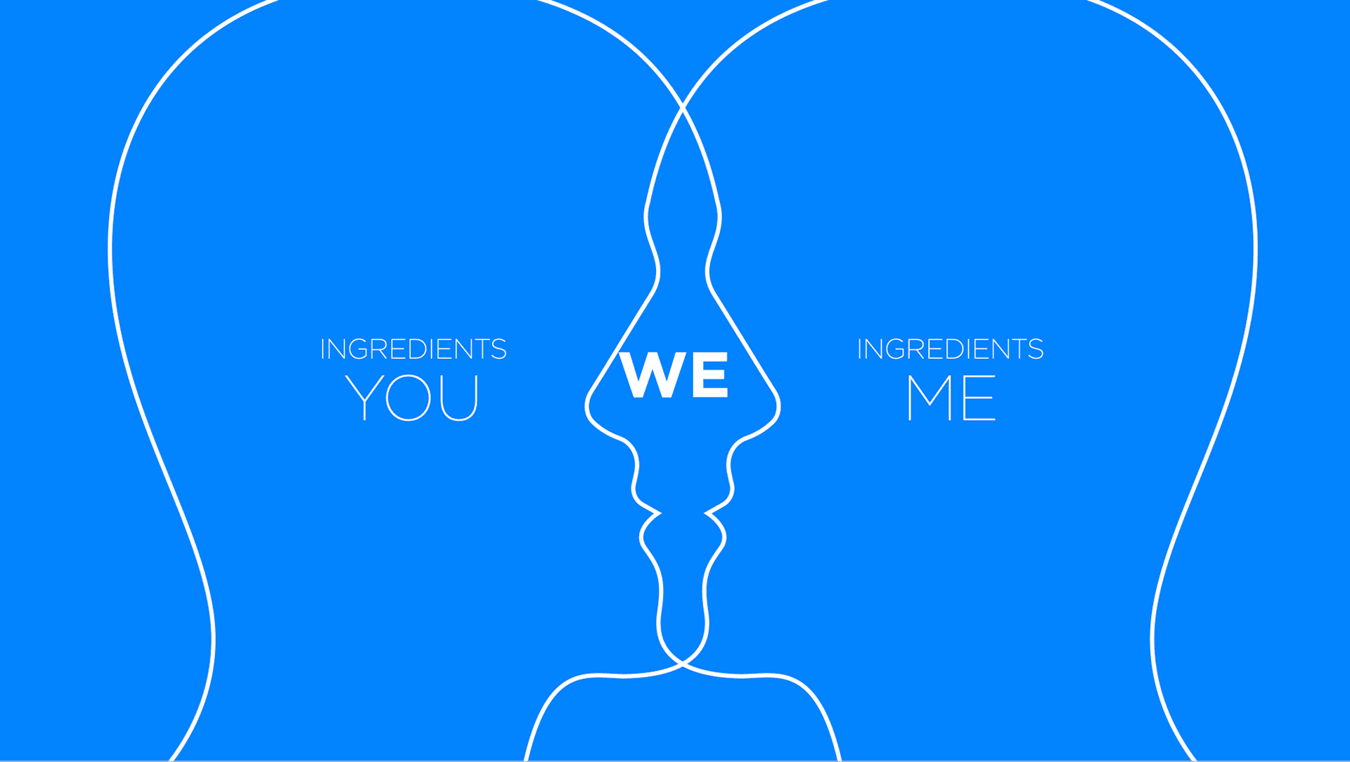 "WE ME" ingredients illustration, two profiles facing each other