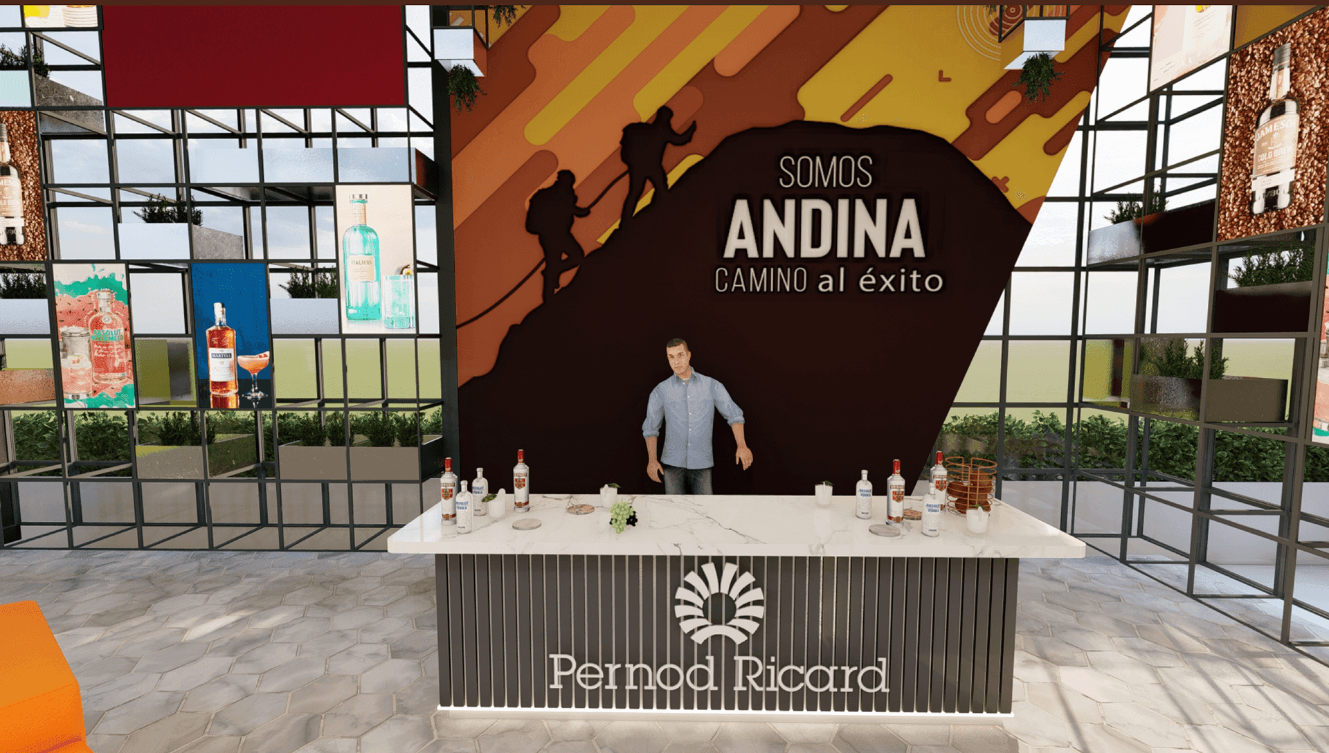 Render of the "Somos Andina" bar activation